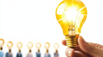 An illuminated light bulb held by a hand symbolizes innovation and creative ideas in technology and energy solutions.