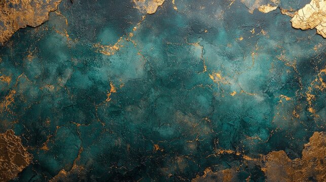 A textured abstract background featuring teal and gold hues for design use.