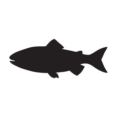 salmon silhouette., Vector illustration. salmon silhouette in line art style. Fish vector by hand drawing. Fish tattoo on white background .Black and white fish vector on white background