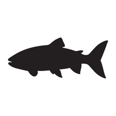 salmon silhouette., Vector illustration. salmon silhouette in line art style. Fish vector by hand drawing. Fish tattoo on white background .Black and white fish vector on white background