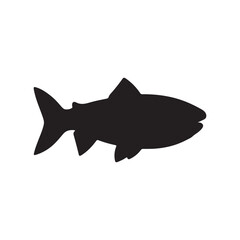 salmon silhouette., Vector illustration. salmon silhouette in line art style. Fish vector by hand drawing. Fish tattoo on white background .Black and white fish vector on white background
