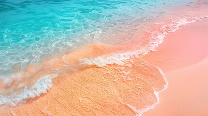 Fototapeta premium Soft wave on pink sand beach.
