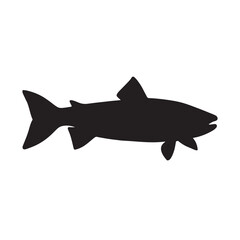salmon silhouette., Vector illustration. salmon silhouette in line art style. Fish vector by hand drawing. Fish tattoo on white background .Black and white fish vector on white background