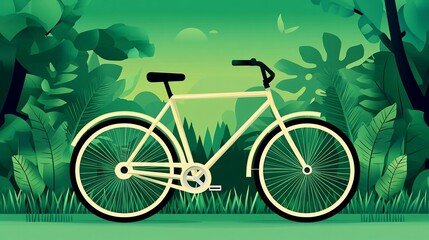 Fototapeta premium Eco-Friendly Bicycle Ride Through Lush Green Landscape