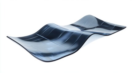 Abstract wave shape, blue and black colors, white isolated background.