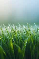 Obraz premium Grass close view with dew