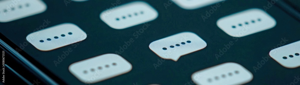 Aufkleber Close-up of a smartphone screen displaying speech bubbles, indicating messaging or communication features.