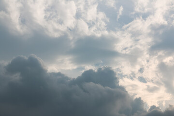 sky and clouds, Dramatic cloudy sky with rays in the background