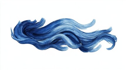 Blue flowing hair design, white isolate background.