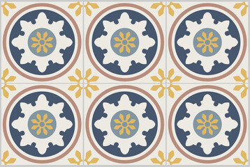 Ceramic Tiles. Hydraulic ceramic. Digital design. Decorative ornament. EPS Illustration. 