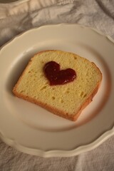 Toast with a jam heart on it