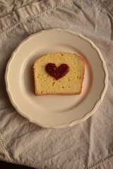 Toast with a jam heart on it