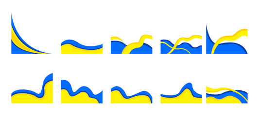 Wave Collection of Abstract., color blue and yellow. vector illustration