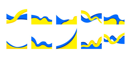 Wave Collection of Abstract., color blue and yellow. vector illustration