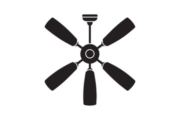 ceiling fan vector silhouette isolated in white background