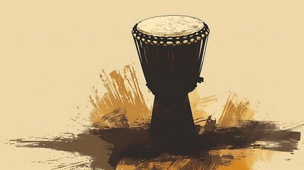 An artistic illustration of a traditional drum, highlighting its cultural significance and rhythmic nature.