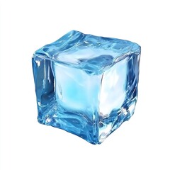 One ice cubes cut out isolated on white a background