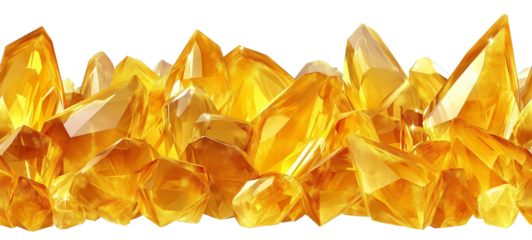 Seamless Horizontal yellow citrines Gems boarder isolated on transparent background
