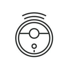 Robot vacuum cleaner, icon in line design. Robot, vacuum, cleaner, cleaning, smart, device, home on white background vector. Robot vacuum cleaner editable stroke icon