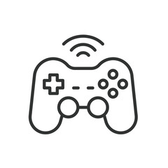 Wireless game pad, icon in line design. Wireless game pad, gaming, controller, joystick, Bluetooth, console, play on white background vector. Wireless game pad editable stroke icon