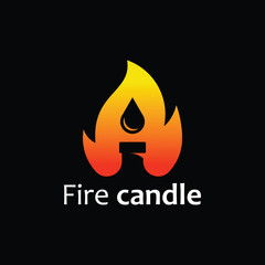 Fire candle logo design icon graphic