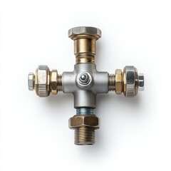 Metal plumbing valve with multiple connectors for water pipe system installation