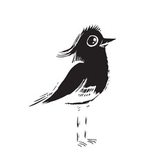 Black and white illustration of bird