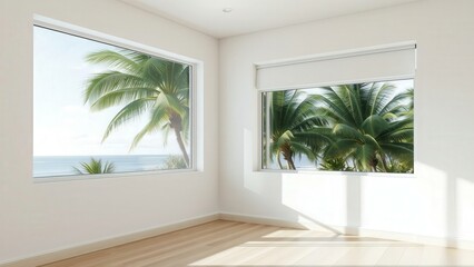 Bright Modern Room with Tropical Beach View, Perfect for Relaxation and Meditation