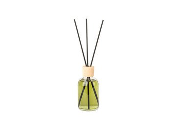 Aromatic reed air freshener isolated on white background.Diffuser with natural fruity, floral, spicy aroma.interior scent. Luxury perfume for the home.