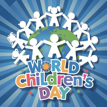Children's day animated happy children's day lettering text background greeting