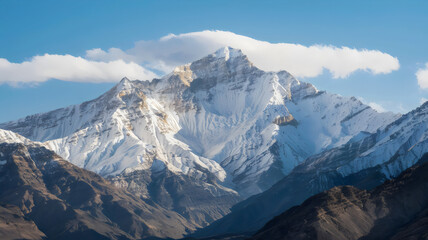 Snow covered mountain summit, beautiful snowy mountain landscape wallpaper 