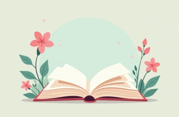 A beautifully crafted pixel art illustration depicting an open book, elegantly surrounded by vibrant flowers and lush green leaves, captivating the viewers imagination