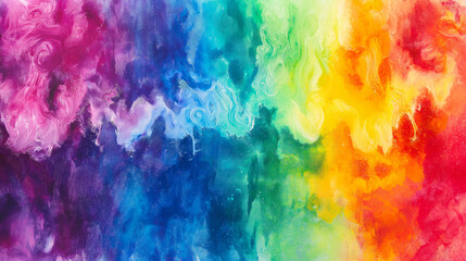 Abstract Rainbow Clouds - A Watercolor-like Digital Creation Where Rainbow Hues Blend and Swirl Like Cosmic Mists, Creating an Ethereal Vision of Color in Motion
