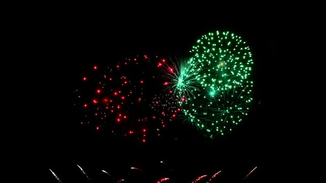 Spectacular abstract fireworks display celebrating New Year 2025 and Independence Day at a lively festival