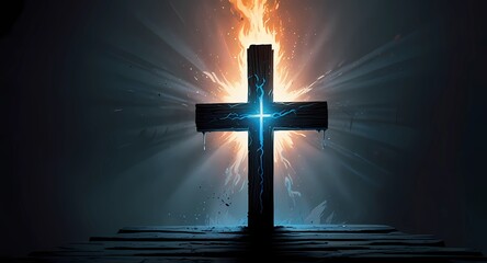 Paint art of cross and divine light 