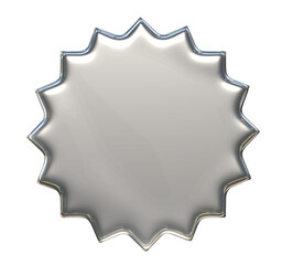 Silver star sticker empty 3d isolated on png transparent background.