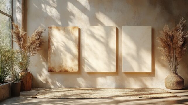 Three Vertical Cards Mockup in Boho Invitation Style for Custom Branding