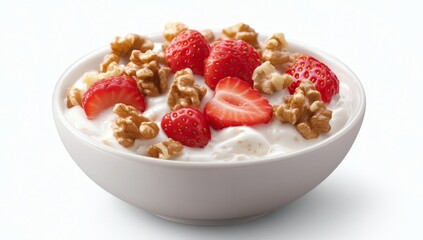 Healthy Breakfast Bowl with Greek Yogurt Strawberries Walnuts Ideal for Weight Loss