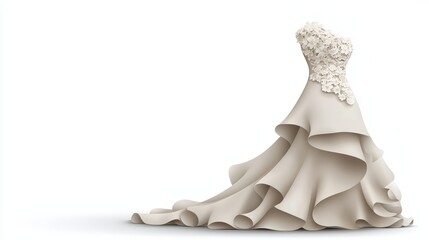 Elegant wedding dress with intricate floral details, perfect for a bridal collection or fashion photography.