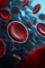 Fototapeta premium Blood platelets. Microscopic view of blood cells, leukocytes, erythrocytes.