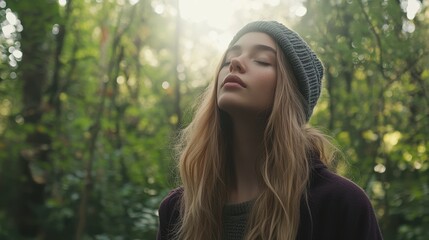 Naklejka premium The Young Woman in Nature