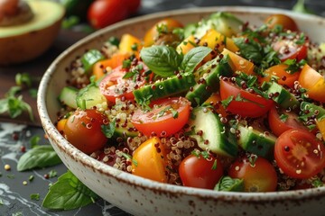 Quinoa Salad with Tomatoes, Cucumbers, and Basil