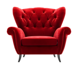 Red armchair on a transparent background. isolated background.