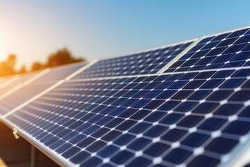 Obraz premium Close up of Solar Panels Capturing Sunlight for Renewable Energy