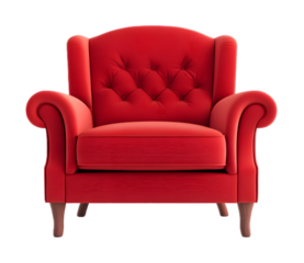 Red armchair on a transparent background. isolated background.