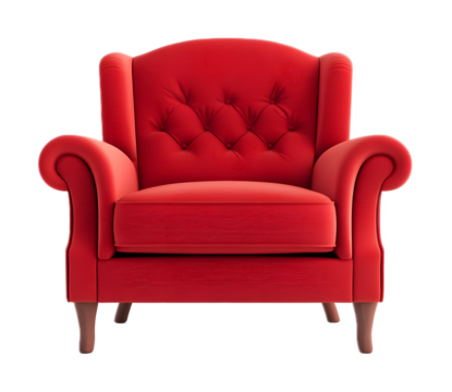 Red armchair on a transparent background. isolated background. - Powered by Adobe