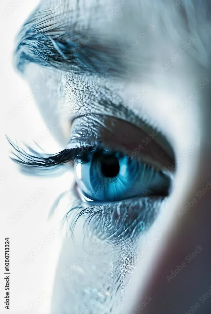 Wall mural close-up of eye with digital futuristic interface overlay. artificial intelligence concept. futurist
