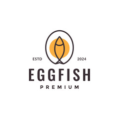 fish egg line logo design vector illustration