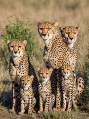 Cheetah Family in the Wild