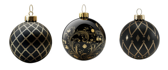 Set of Black Christmas Baubles 01